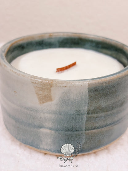 Candela in Ceramica Artigianale – Turchese notte