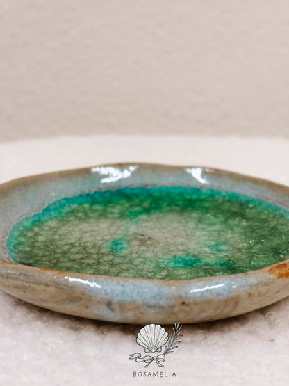 Set di Piattini Rituali in Ceramica – Verde Acqua