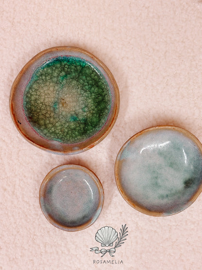 Set di Piattini Rituali in Ceramica – Verde Acqua