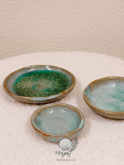 Set di Piattini Rituali in Ceramica – Verde Acqua