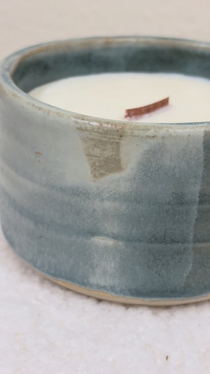 Candela in Ceramica Artigianale – Turchese notte